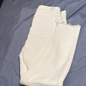 Hudson women’s White Frayed Hem Jeans